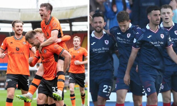 The Championship's top two are set to meet when Dundee United (left) face Raith Rovers (right). Images: SNS