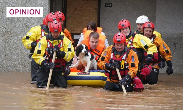 Brechin residents being evacuated last week. Image: Andrew Milligan/PA Wire