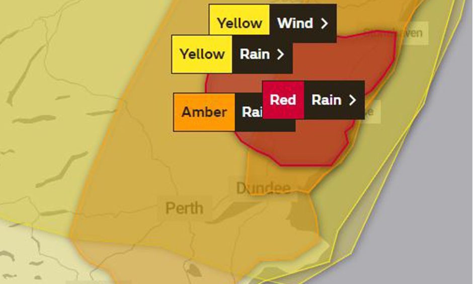 Red weather warning across Tayside