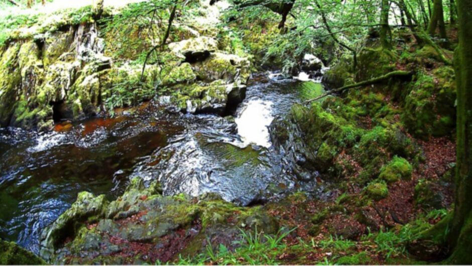 The Deil's Cauldron, waterfall through a gorge, near Comrie