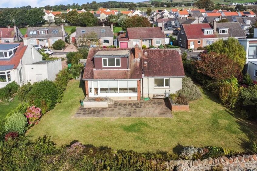 An aerial view of the house for sale in Lower Largo