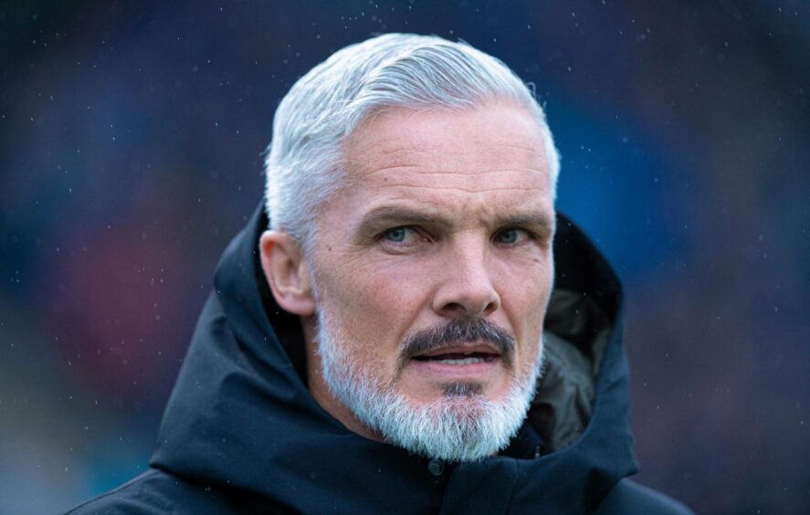 Jim Goodwin on the touchline at Stark's Park