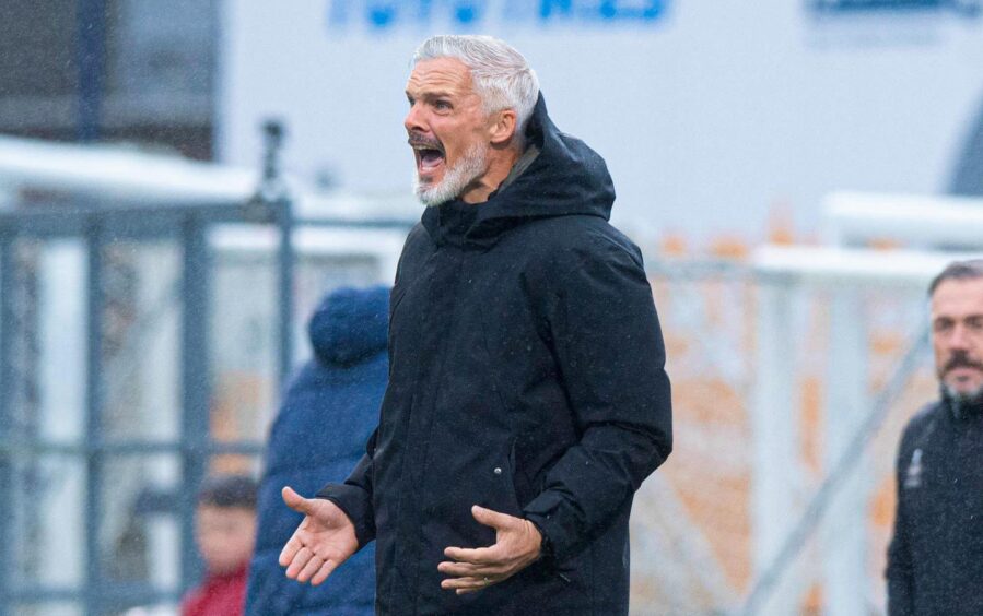 A frustrated Jim Goodwin during a pedestrian first half from Dundee United