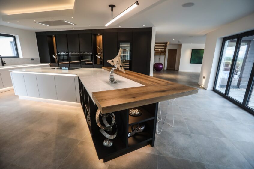 Large kitchen island at Tarriebank Home Farm 