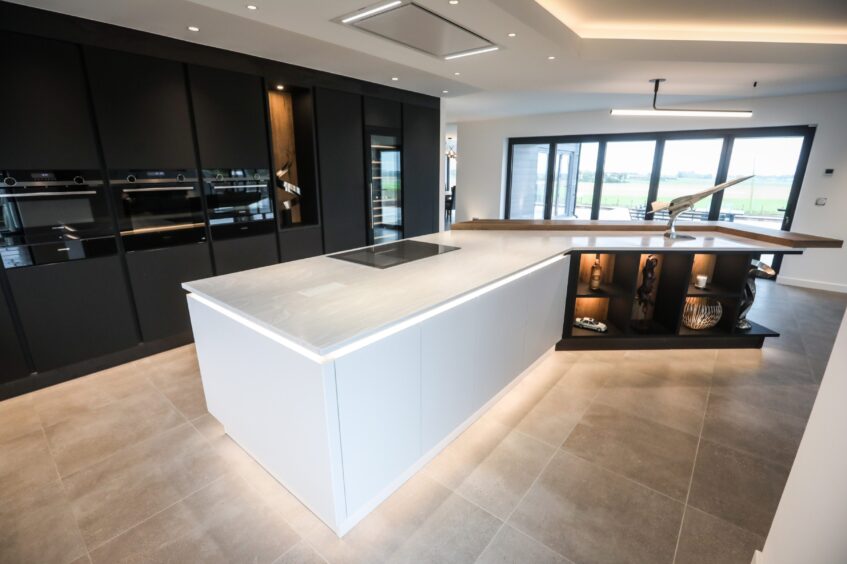 The large modern kitchen at Arbroath million pound home 