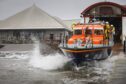 RNLB Inchcape launching from Arbroath lifeboat station. Image: Mhairi Edwards/DC Thomson