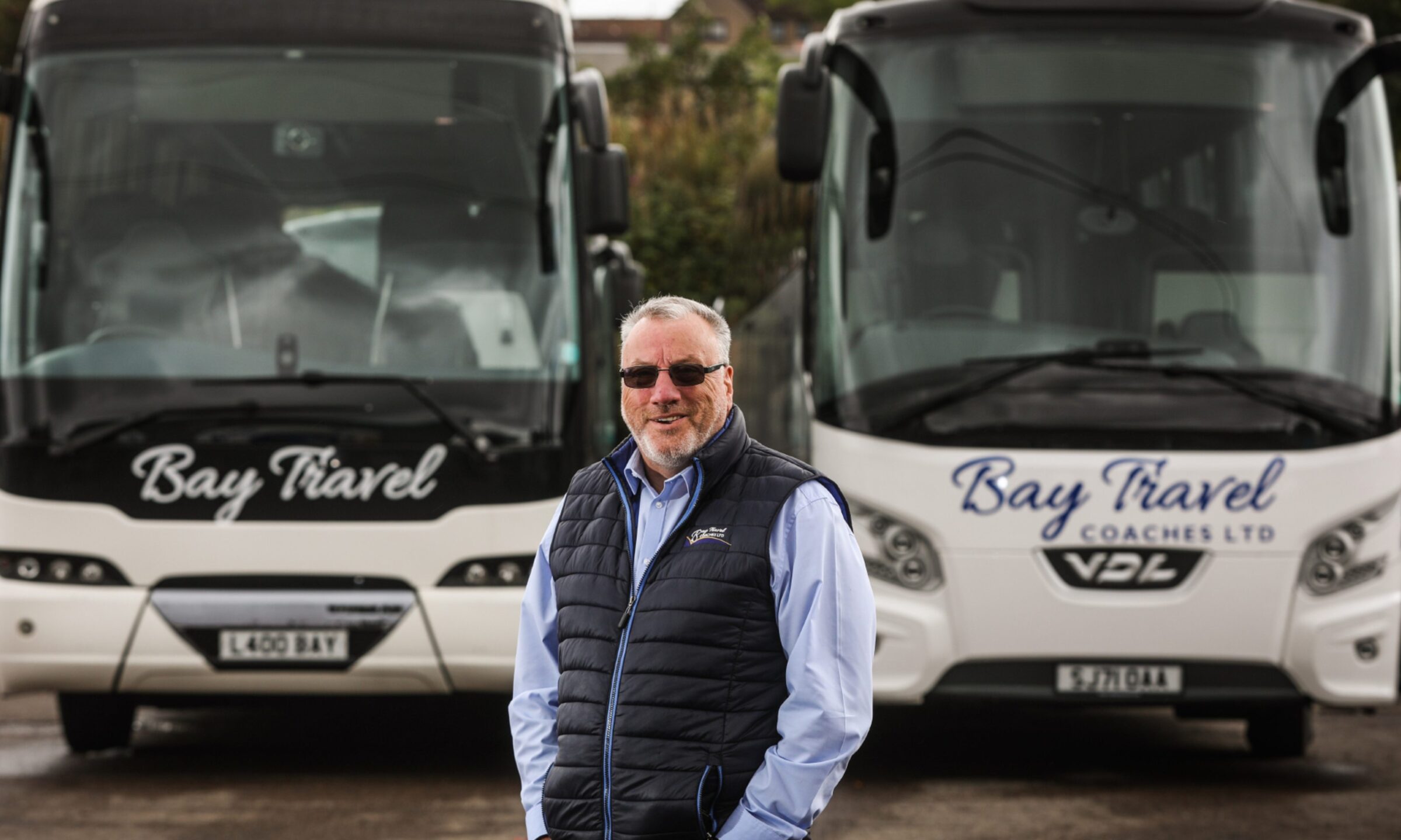 Co-founder Iain Robertson at Bay Travel Coaches' base in Lochgelly. Image: Mhairi Edwards/DC Thomson.