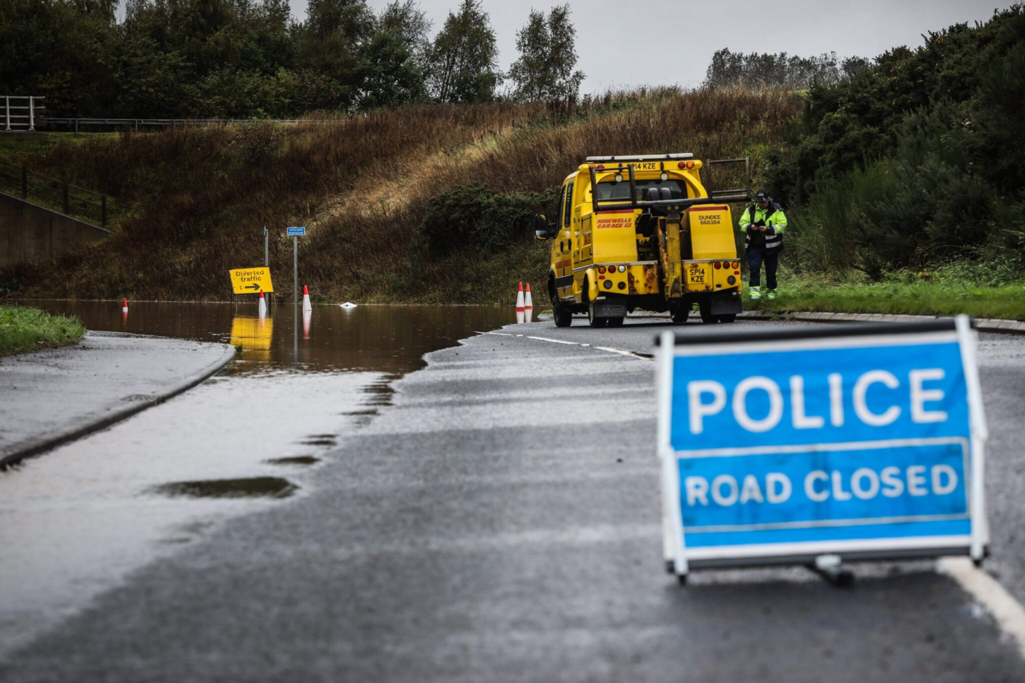 Road and rail closures continue after flooding hits Tayside and Fife