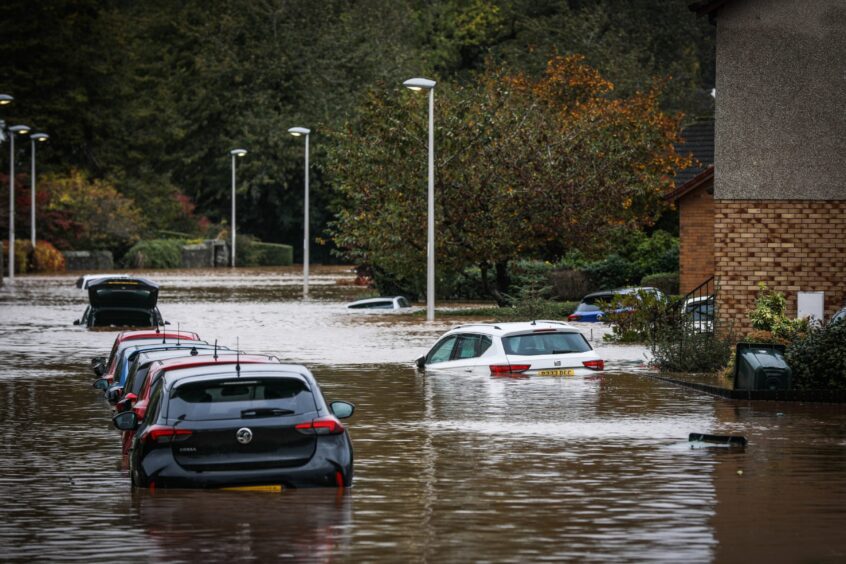 Submerged cars in Invergowrie street