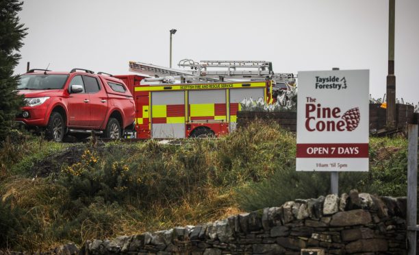 Firefighters remained at the scene overnight. . Image: Mhairi Edwards/DC Thomson