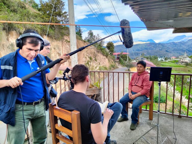Filming the award-winning documentary 'The Vanishing Strings of the Andes'.