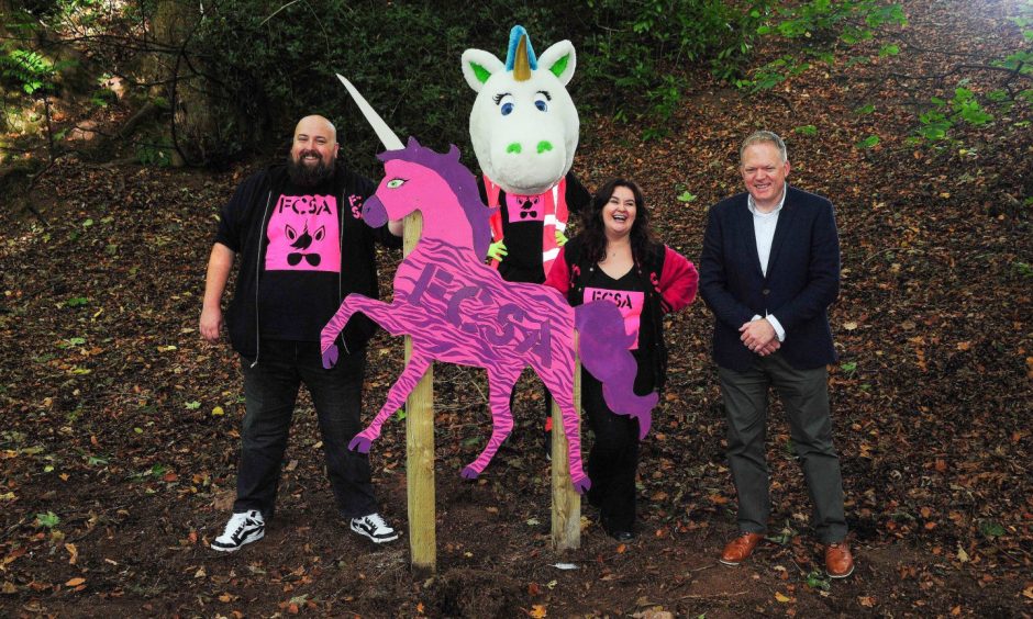 Some of those involved in the new Leven unicorn trail, 