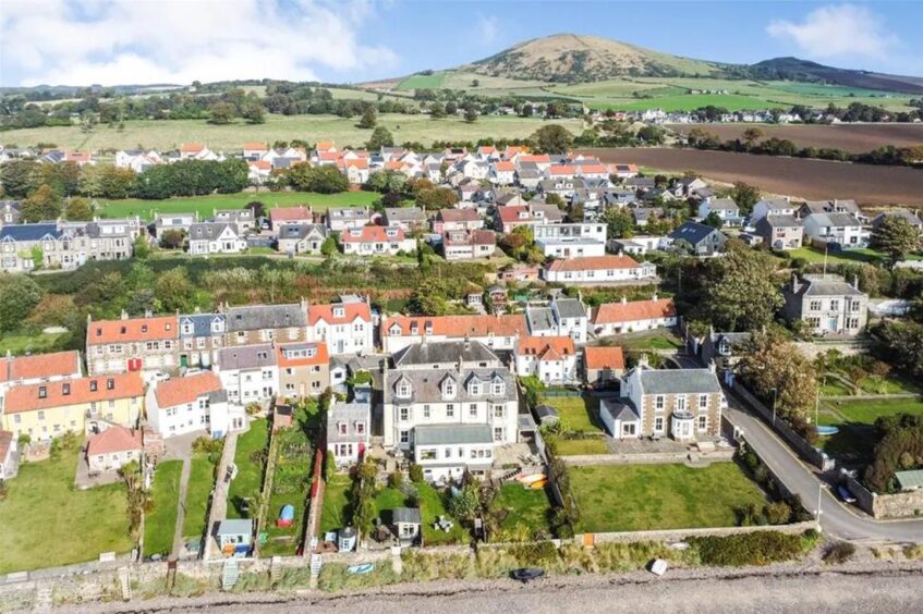 Another aerial view of the house for sale in Lower Largo, looking inland