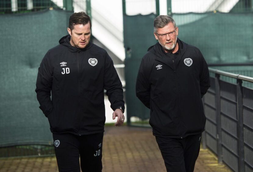 Jon Daly is pictured with Craig Levein during their time at Hearts 