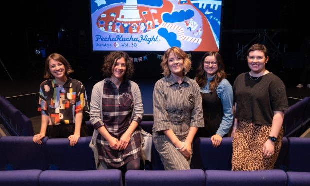 (left to right) Creative Dundee's Aeilish Victoria, creative spaces producer; Freya Barcroft, digital producer; Gillian Easson, director; Claire Dufour, creative climate producer; Jen Collins, programmes producer.