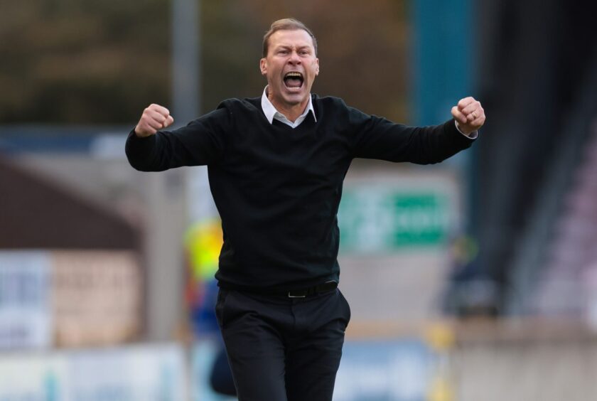 Duncan Ferguson celebrates a positive result for Inverness. 