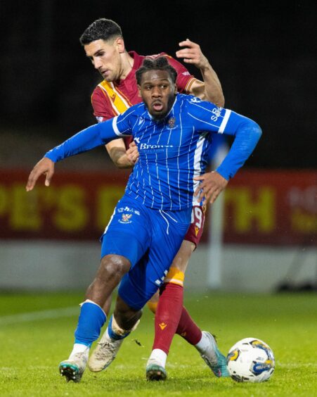 St Johnstone's Dan Phillips in action against Motherwell. 