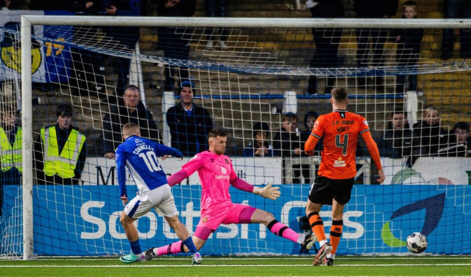Lee Connelly scores against Dundee United for Queen of the South