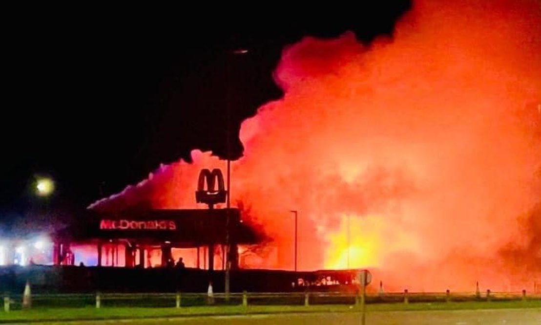 McDonald's near Monifieth on fire.