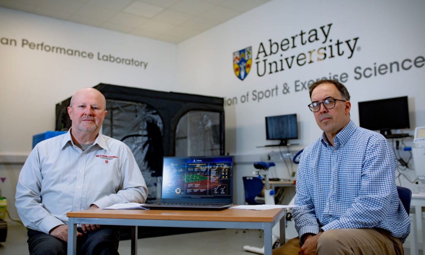 Dr Neil Hall from Western Sydney University and and Professor David Lavallee of Abertay University. Image: Abertay University.