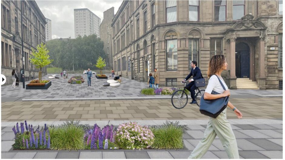 An artist's impression of the proposed active travel route at Victoria Road. 
