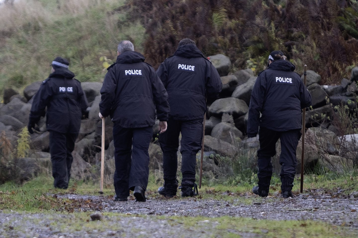 Police searching land at Dalcrue Farm, near Pitcairngreen, on Wednesday, November 15 2023.