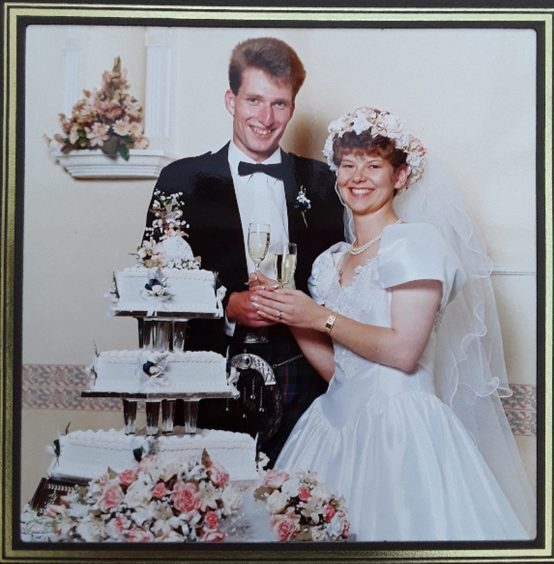 Carol-Anne Key and her husband, Dave, on their wedding day at the Red House Hotel, Coupar Angus.