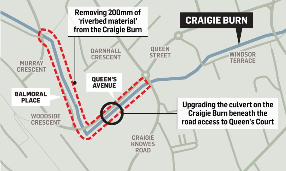 Map showing location of proposed works to tackle flooding on Craigie Burn