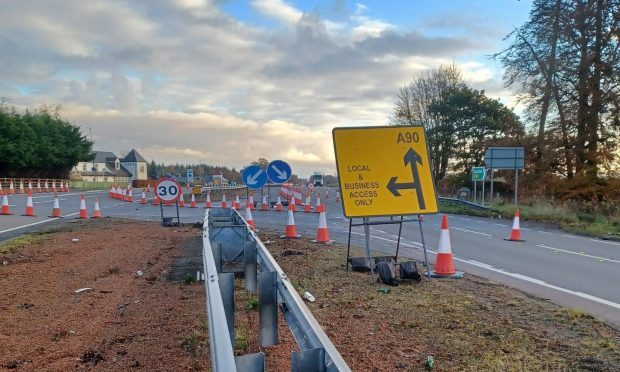 Local access has been restored at the Finavon contraflow. Image: Amey North East Trunk Roads