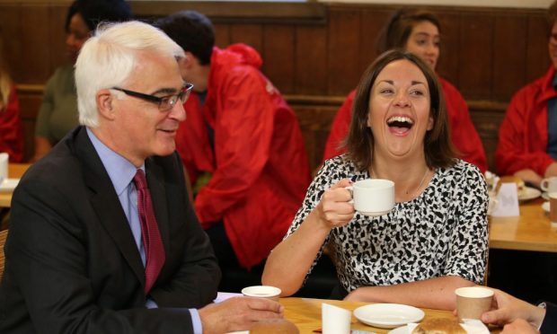 Kezia Dugdale and former chancellor Alistair Darling at the Eric Liddell Centre in Edinburgh.