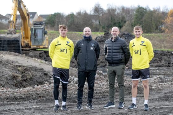 (L to R) Lewis McCann, James McPake, David Cook and Matty Todd at Dunfermline's new training base in Rosyth. Image: Dunfermline Athletic FC