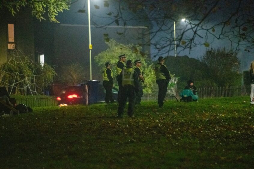 Police on Beauly Square during Bonfire Night.