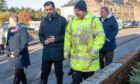 Humza Yousaf chats to Euan Clark in the aftermath of Storm Babet. Image: Kim Cessford / DC Thomson