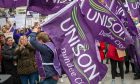 Unison school staff striking in Dundee.