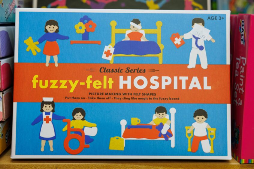 Image shows: a box of fuzzy felt hospital, which is one of the popular toys for Christmas 2023 at Toymaster in Broughty Ferry.