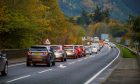 The roadworks causing long delays on the A9 near Dunkeld. Image: Kenny Smith/DC Thomson