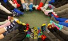 Odd Socks Day is a highlight of Anti-Bullying Week. Our picture shows pupils at St Marie's Primary School, Kirkcaldy, marking it last year. Image: Kenny Smith/DC Thomson.