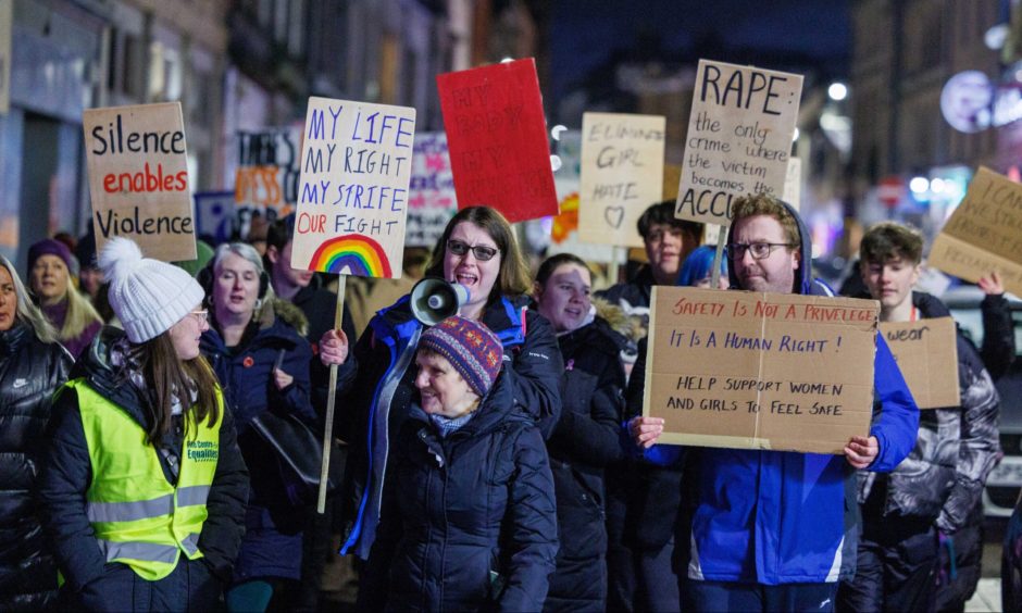 Kirkcaldy councillor Judy Hamilton, front, led the march to Reclaim The Night. 