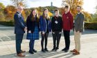 John Rogers, executive director of research, innovation and business engagement at the University of Stirling (left) and Ian Munro, rector of Dollar Academy and founder of FIDA (right) with pupils from Dollar Academy, Stirling High School, Clackmannanshire Schools' Support Service and Alloa Academy. Image: FIDA