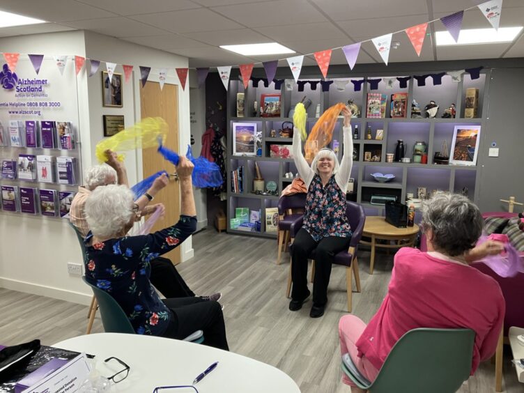 Carnoustie's Lesley Ritchie working with locals at the dementia group at the Alzheimer Scotland resource centre in Arbroath.