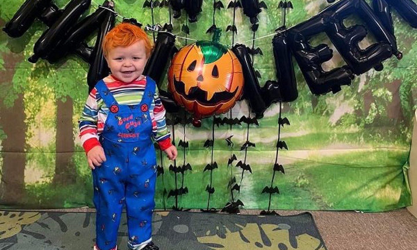 Lucas Carrie, 2, from Dundee dressed up for Halloween.