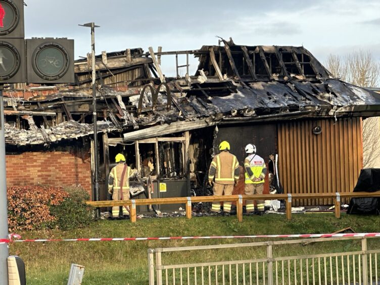 The aftermath of the Monifieth McDonald’s fire in November 2023. 