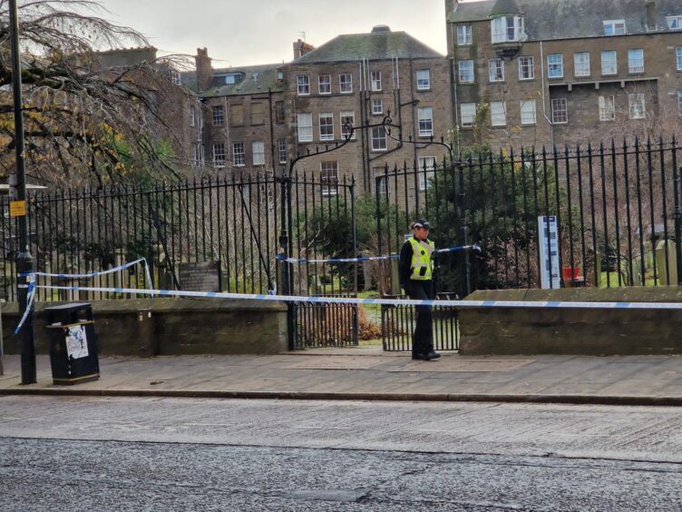 Police have cordoned off entrances to The Howff in Dundee