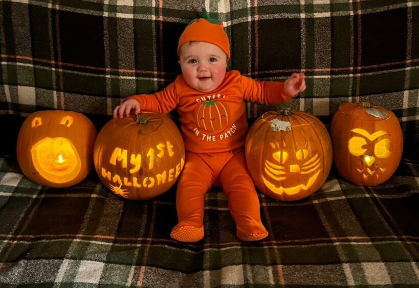 Murray Muir as a pumpkin for his first Halloween. 