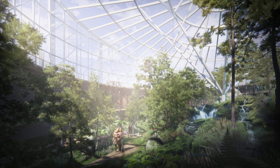 An artist's impression of the inside of Eden Project Dundee