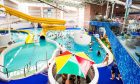 Perth Leisure Pool interior with families enjoying mix of pools and slides