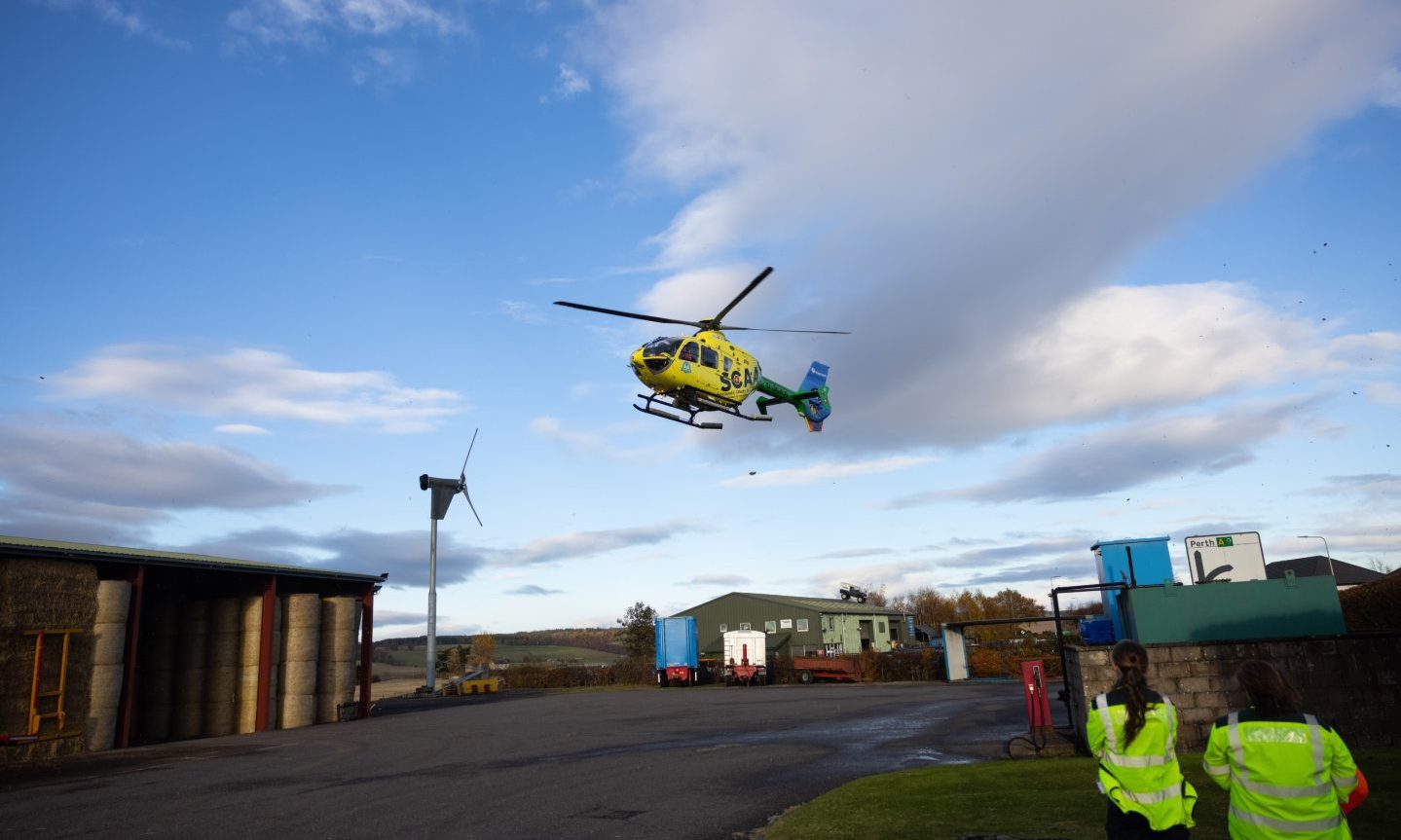 Scotland's Charity Air Ambulance in Aberuthven after a child was hit by a car.