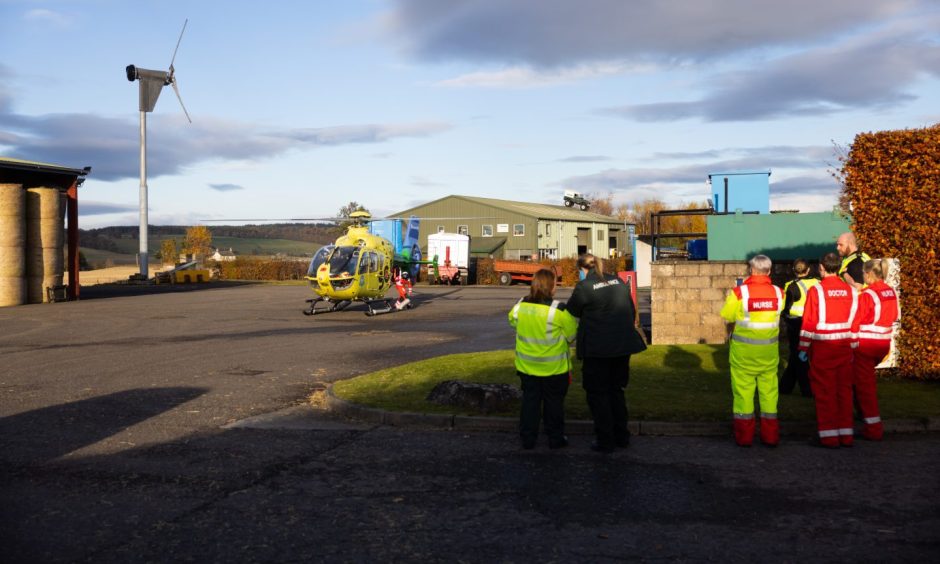Scotland's Charity Air Ambulance in Aberuthven after a child was hit by a car.