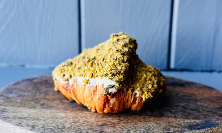 A pistachio topped croissant from The Newport Bakery Christmas menu