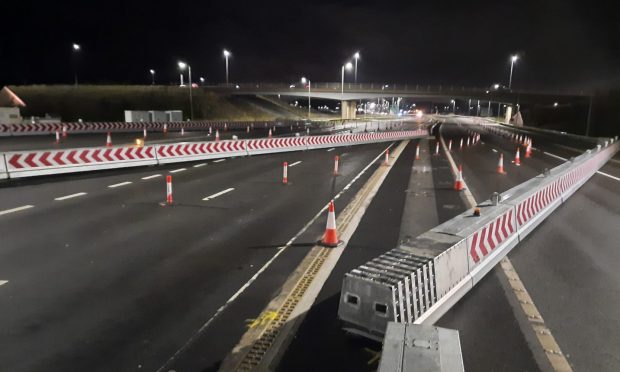 The barriers being tested on the M90 on the approach to the Queensferry Crossing. Image: Bear Scotland